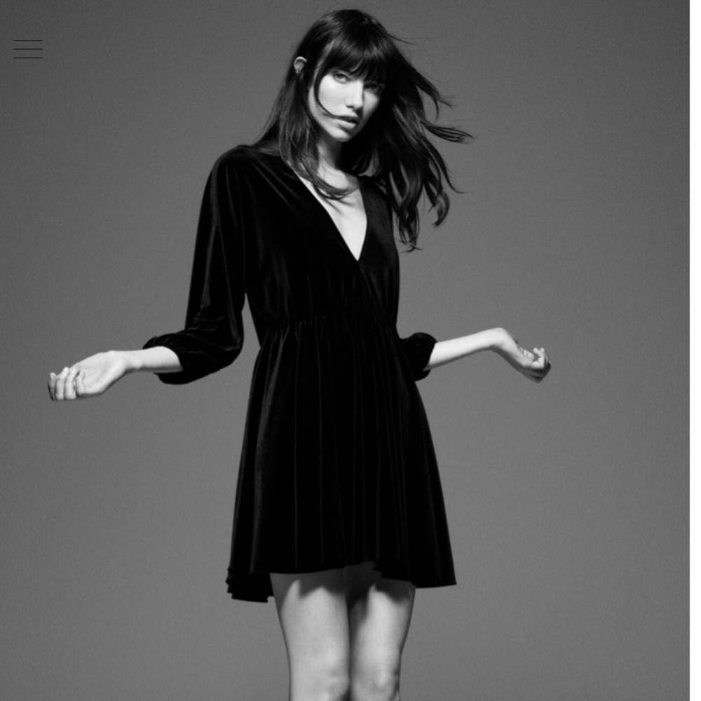 Zara velvet V-neck dress